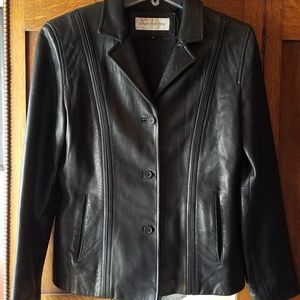 Jones New York Fitted Black Leather Jacket M